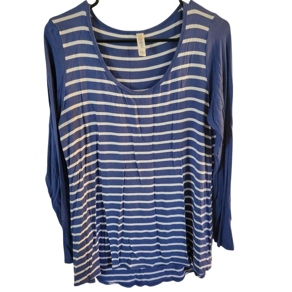 Lularoe Lynnae Women's Medium Blue White Stripes Stretchy
